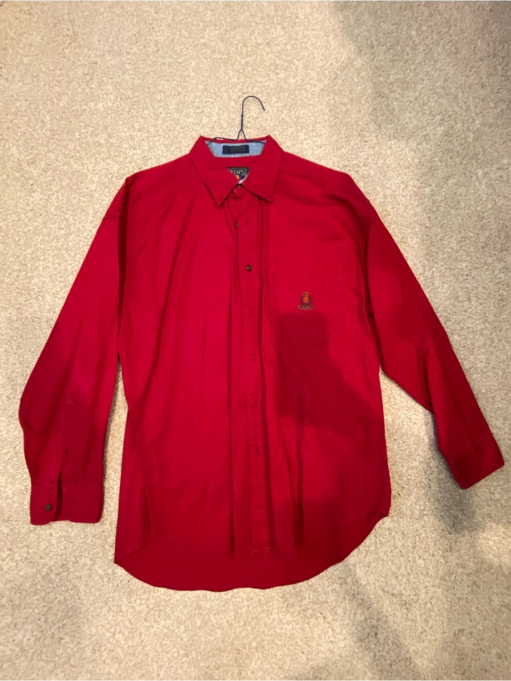 Chaps Ralph Lauren Red Long-Sleeve Shirt with Chest Emblem